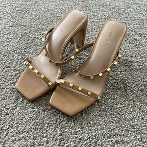 Tan Studded Women's Heels